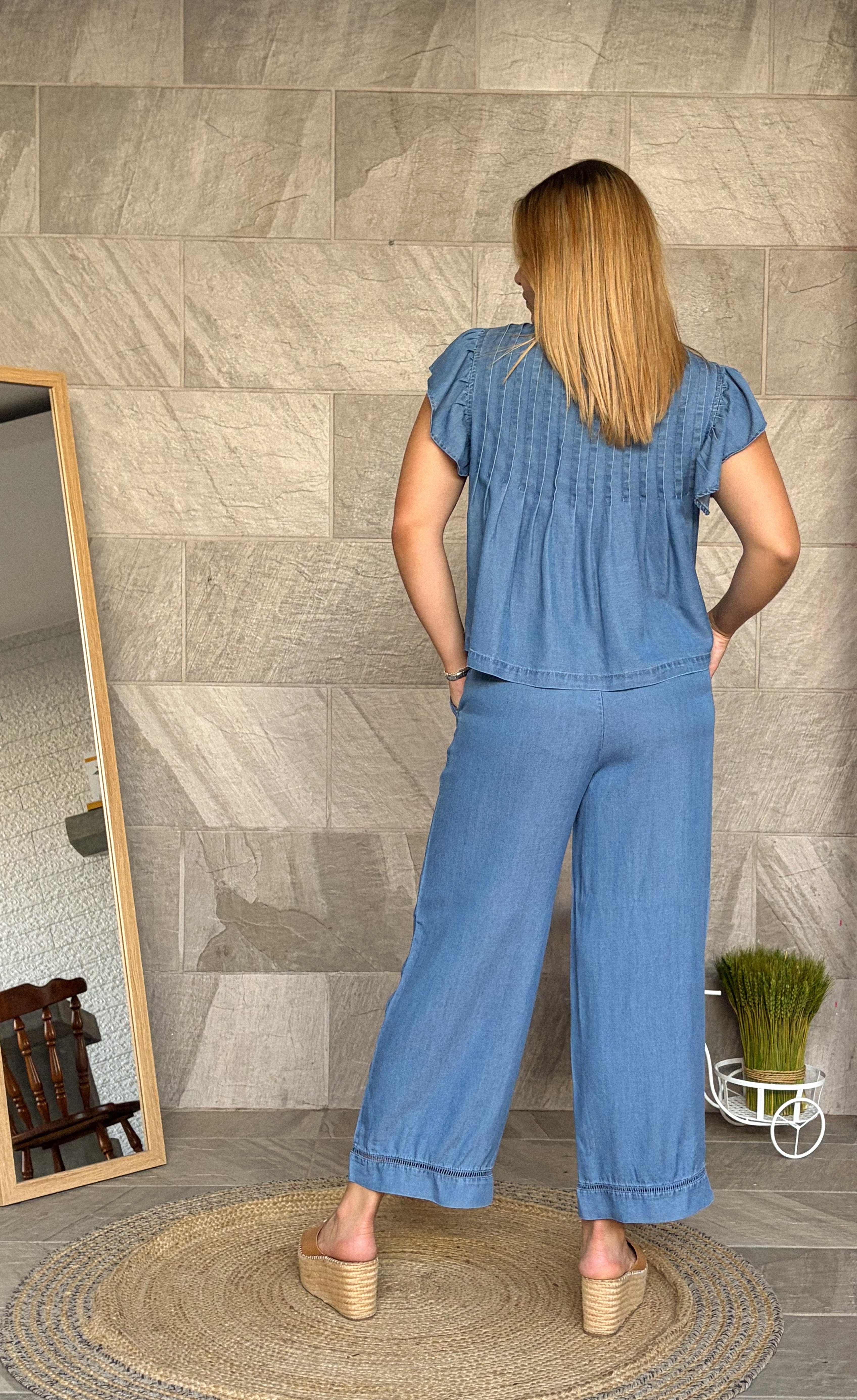 Pantalón azul tencel