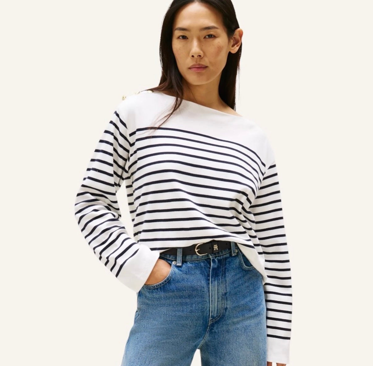 Blusa tommy hilfiger manga larga rayas
