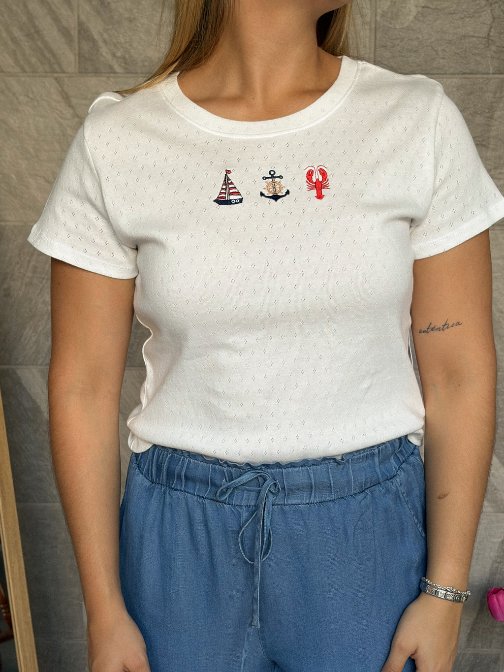 Blusa blanca marinero