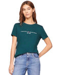 Camiseta tommy hilfiger verde turquesa letras