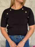 Blusa negra detalle botones