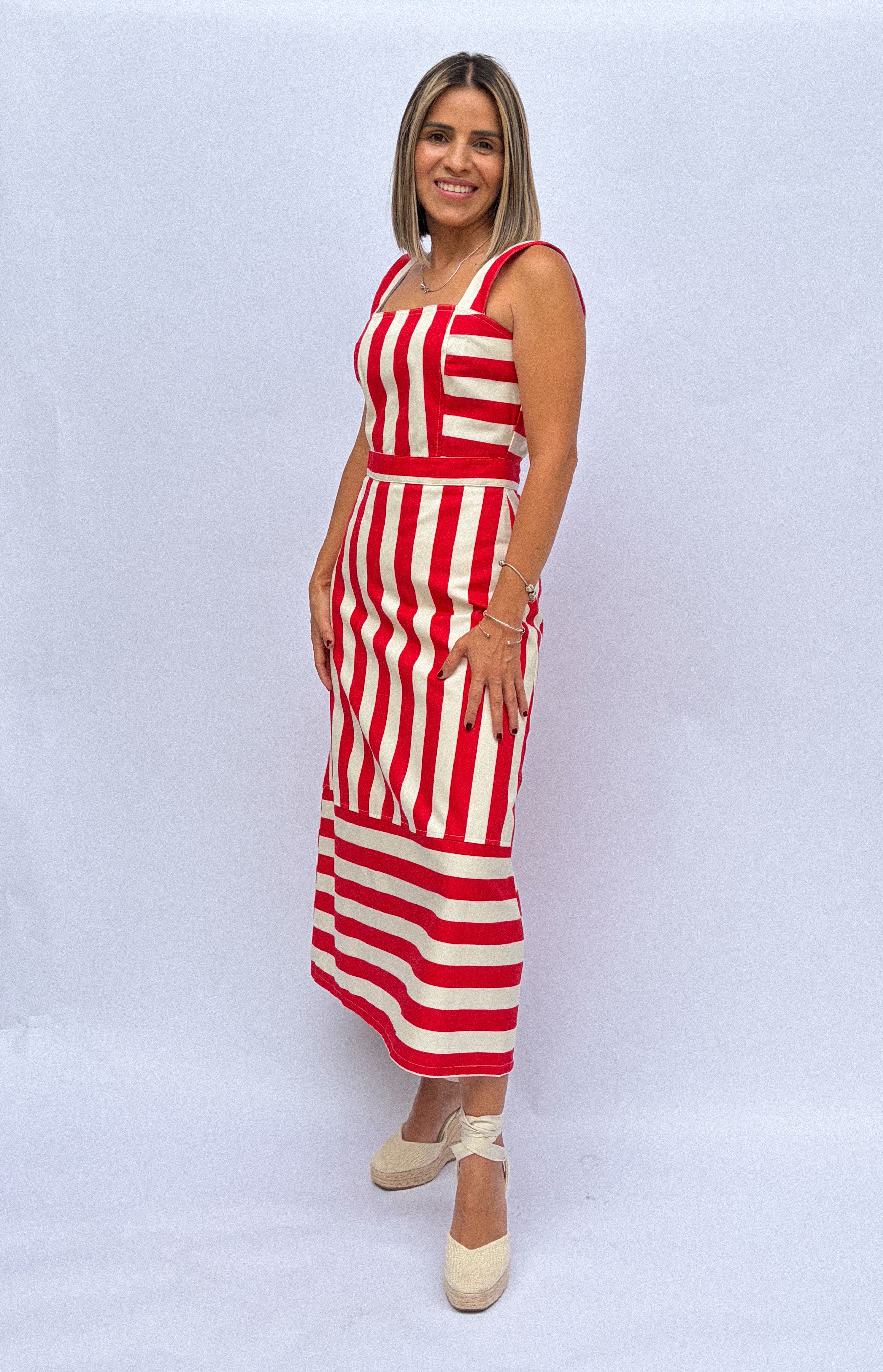 Vestido rayas rojas