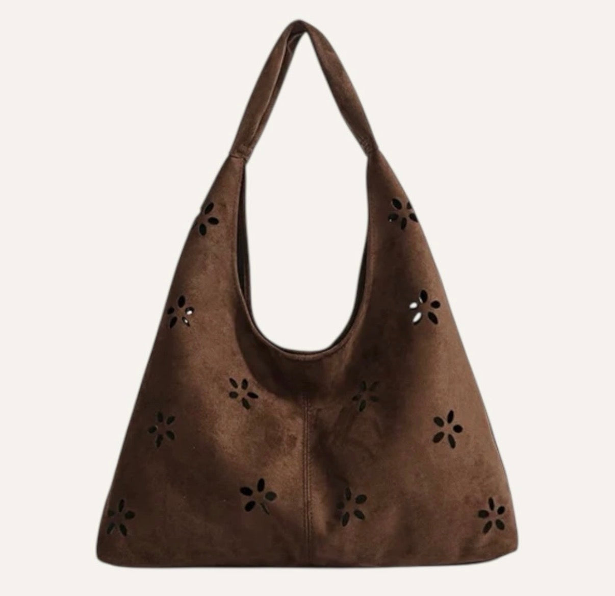 Bolso café detalle flores