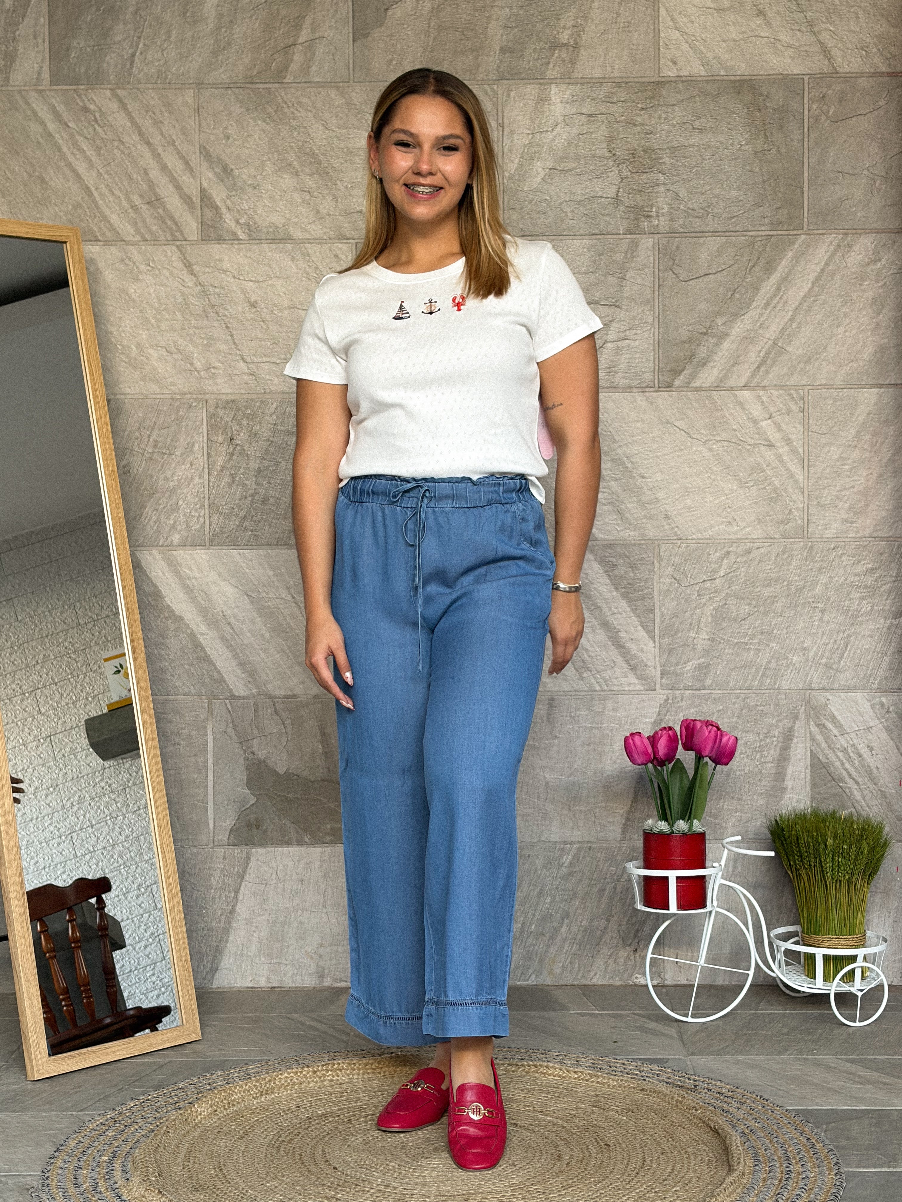 Blusa blanca marinero