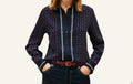 Blusa Tommy Hilfiger azul con detalles rojos