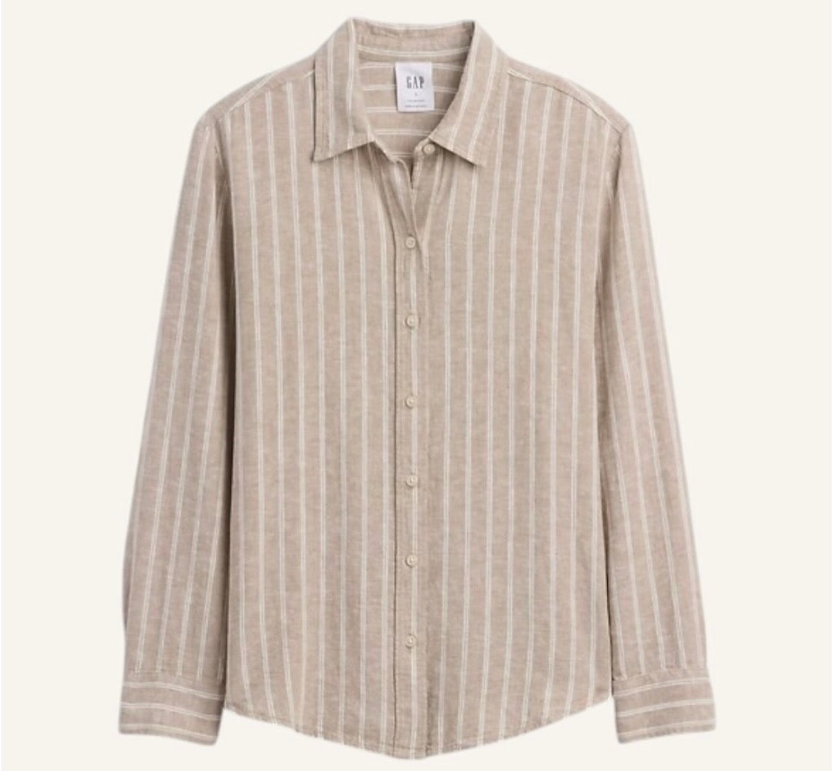 Camisa gap beige rayas tela blend de lino